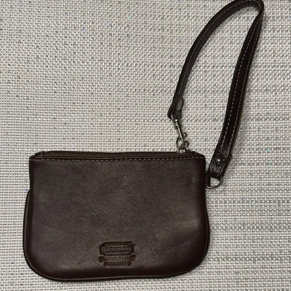 DANILOS Chestnut Brown Genuine Leather Wristlet Pouch Wallet